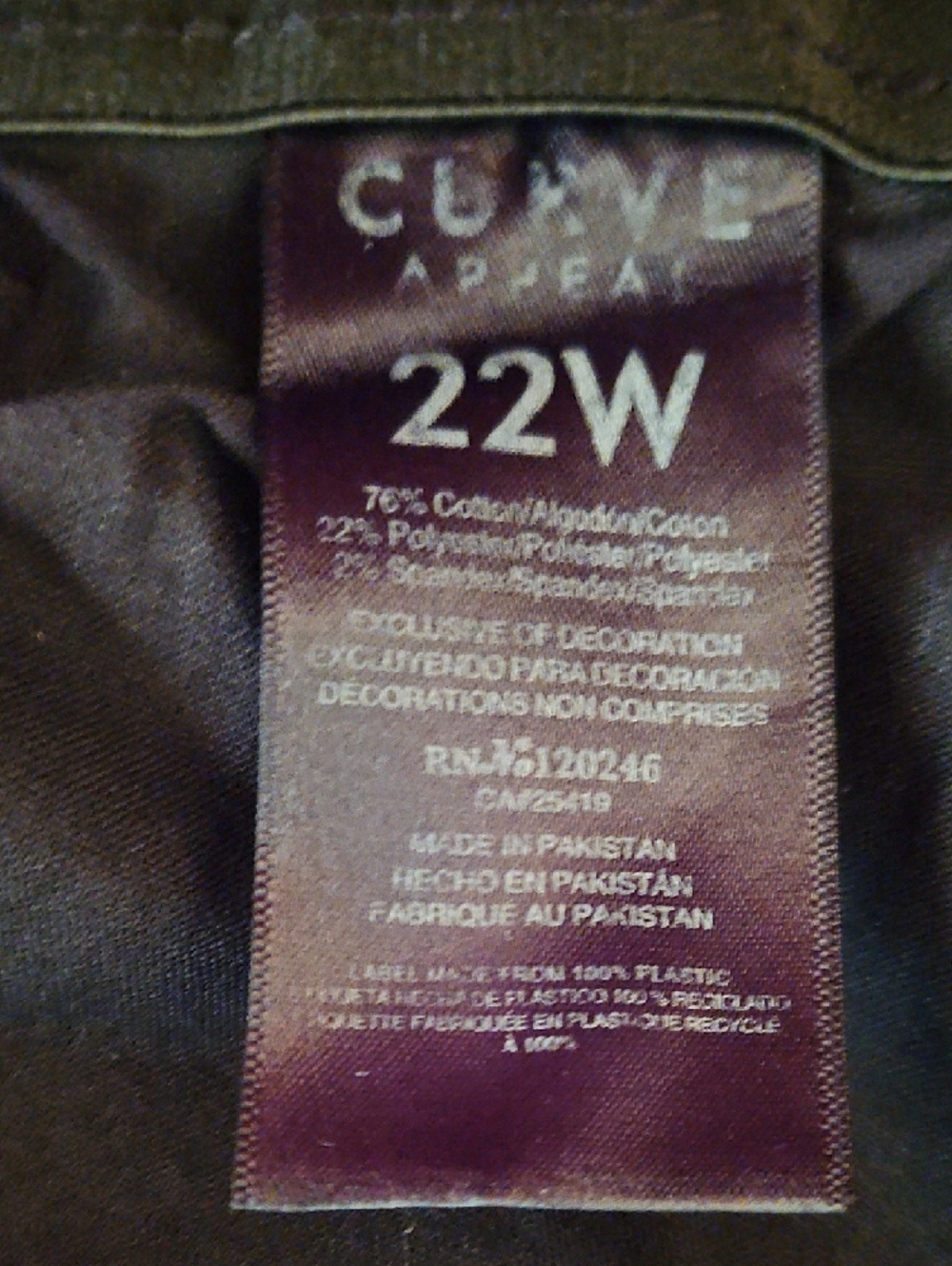 Curve Appeal -Plus Size - High Rise Skinny Jeans w/ Comfort Waistband - Size 22W - Picture 9 of 9